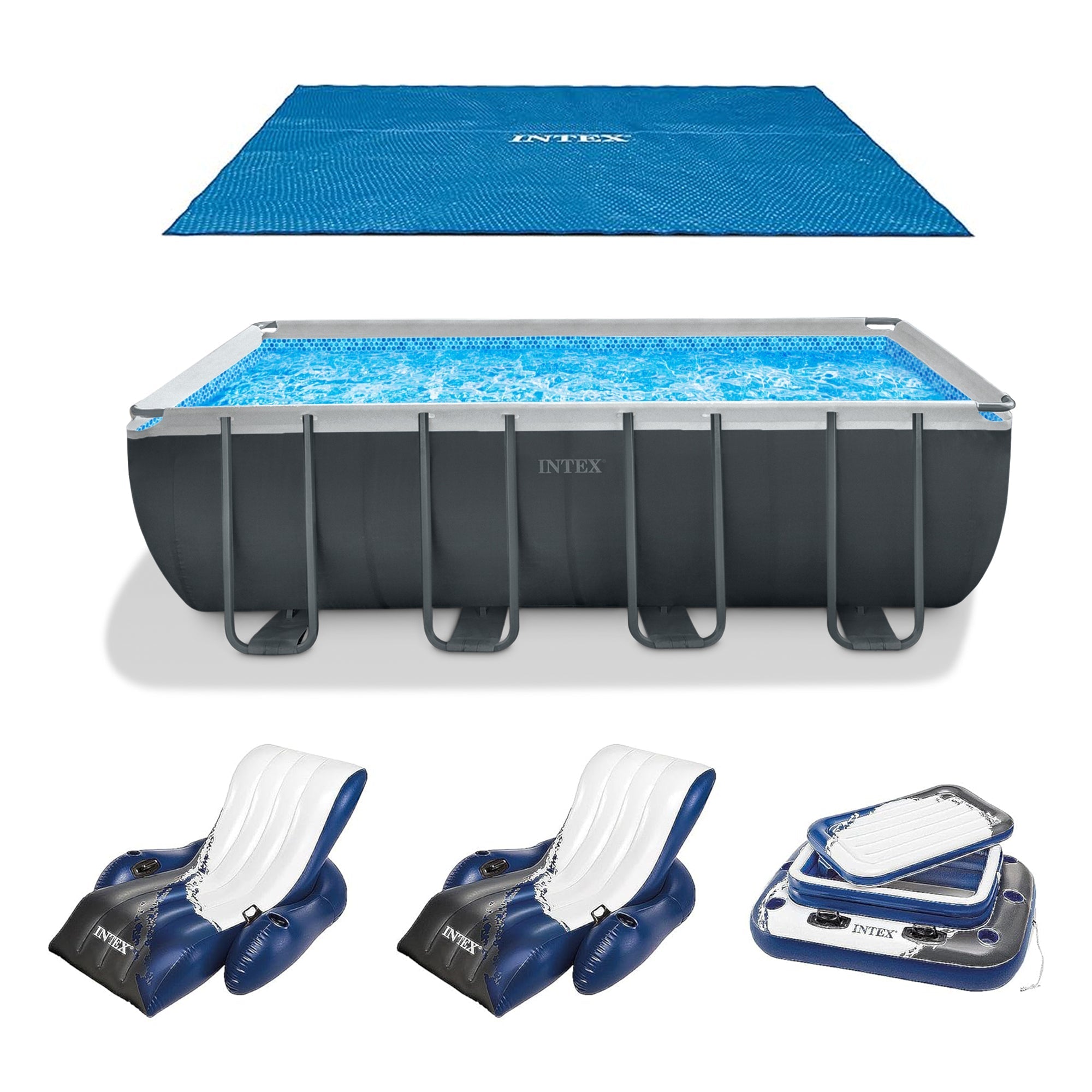INTEX 18' x 9' x 53" Ultra XTR Frame Pool, Cover, Cooler, and Float (2 Pack)