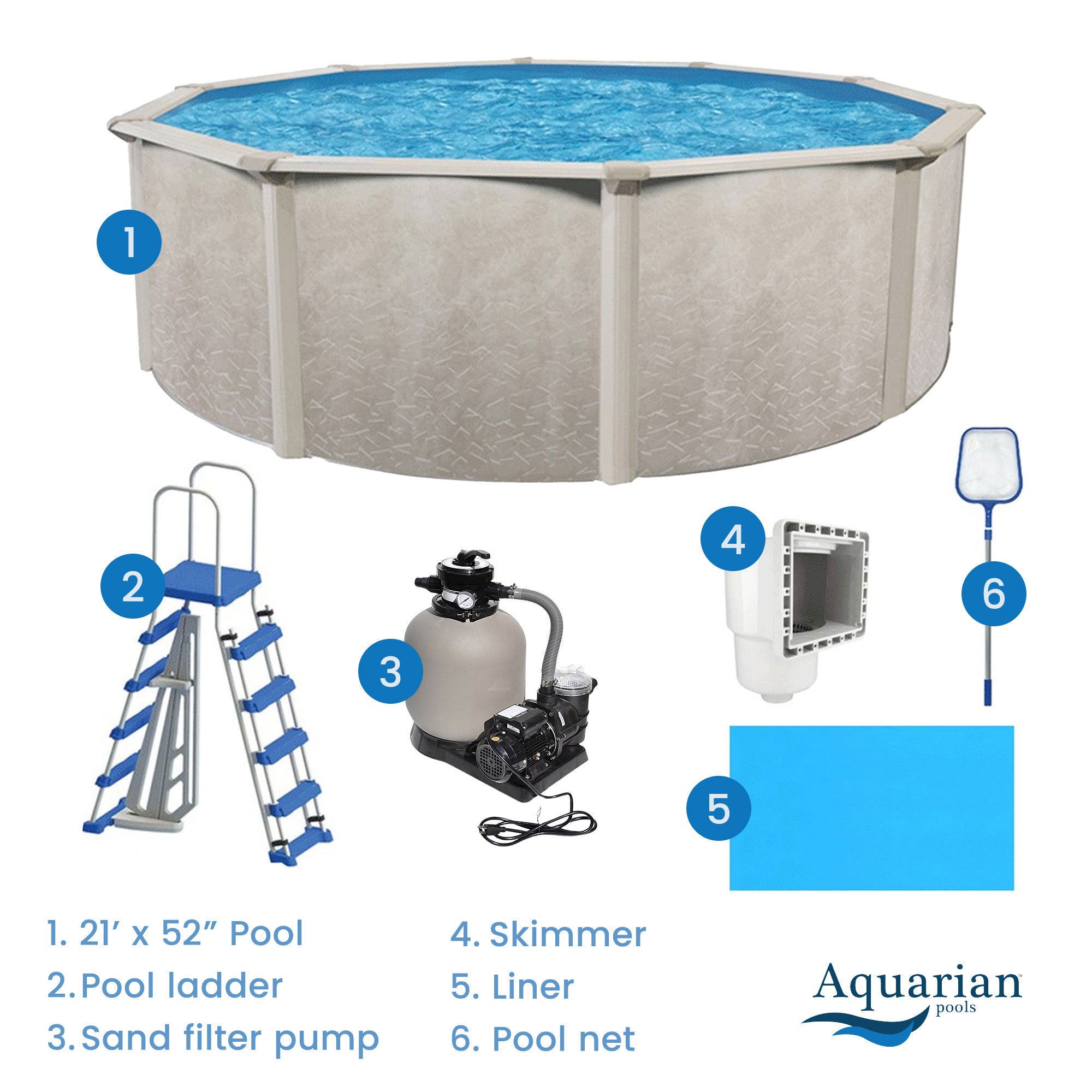 Aquarian Phoenix 21ft Round Steel Frame Above Ground Pool Kit 52in with Pump - Image 4