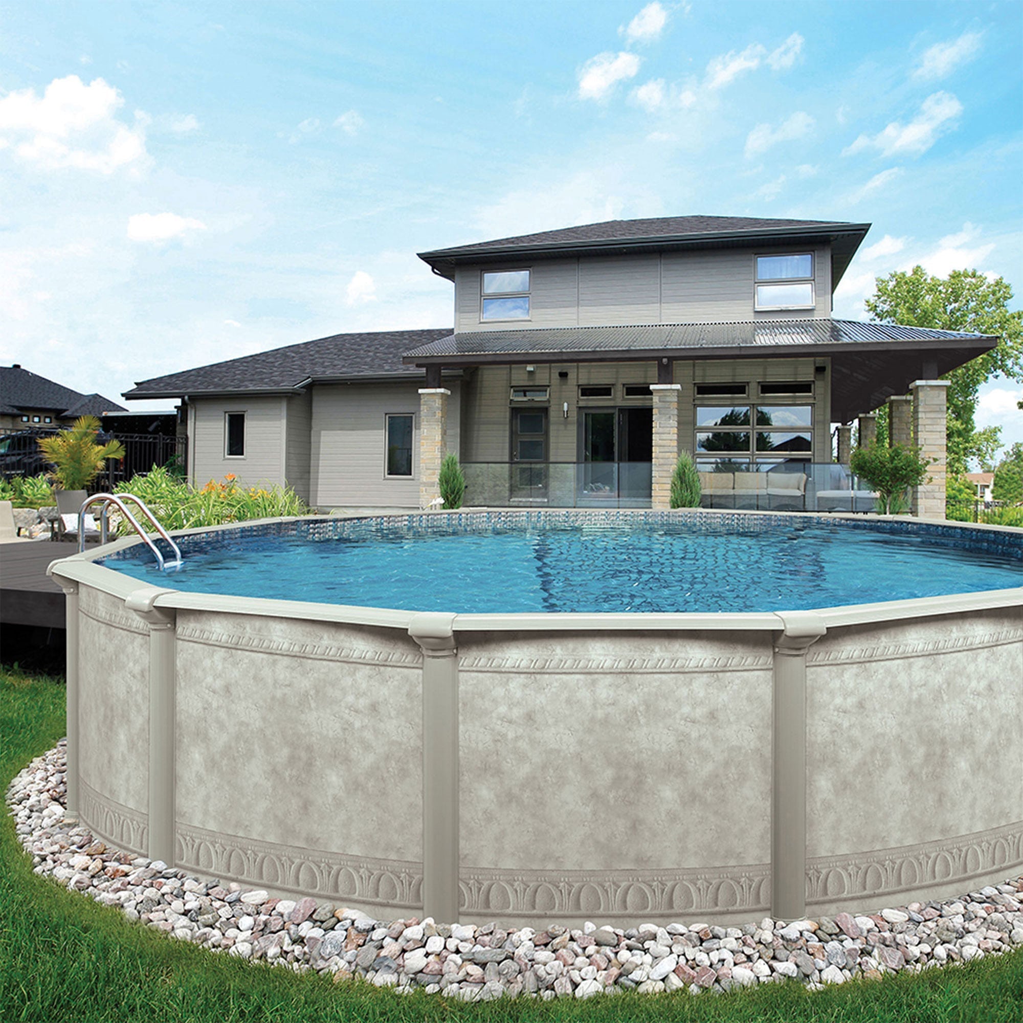 Aquarian Venetian 24ft Round Above Ground Swimming Pool 52in with Liner & Skimmer - Image 11
