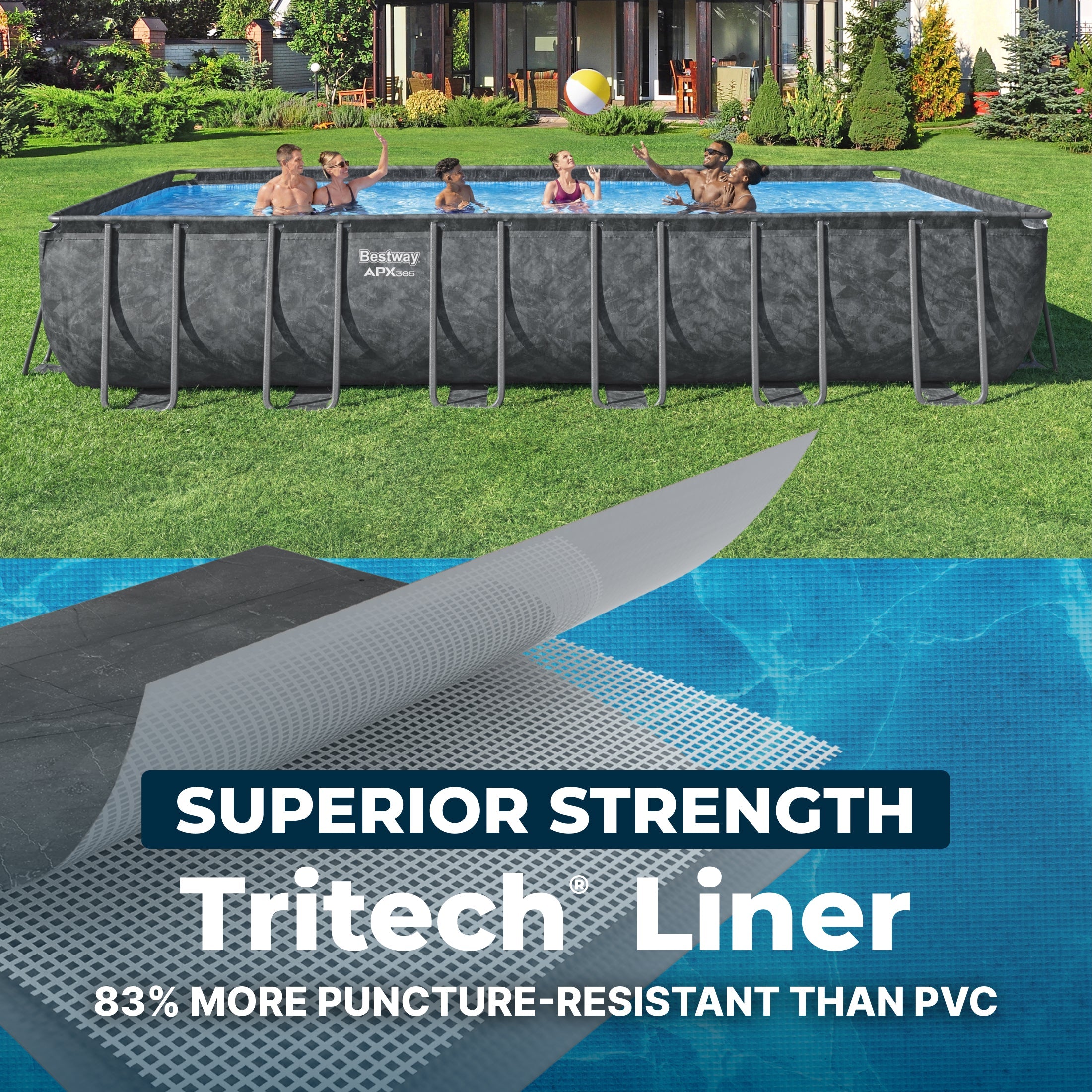 Bestway APX 365 24ft x 12ft Rectangle Above Ground Pool Set 52in Deep - Image 7