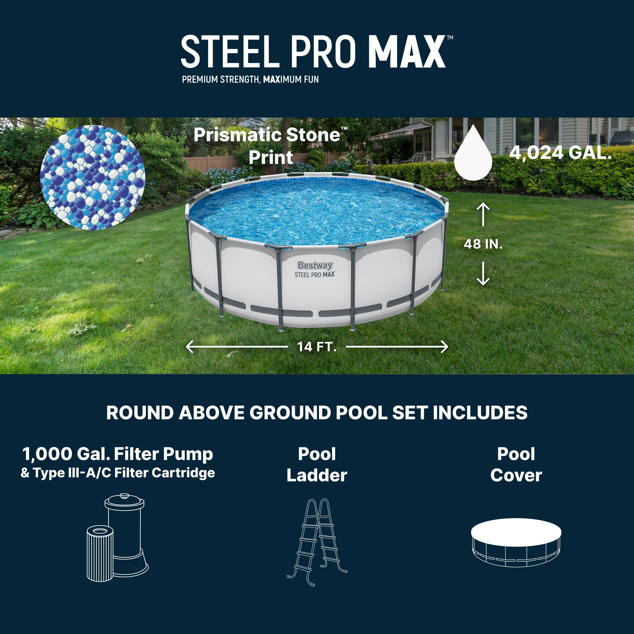 Bestway Steel Pro MAX 14ft Round Above Ground Pool Set 48in Deep - Image 3