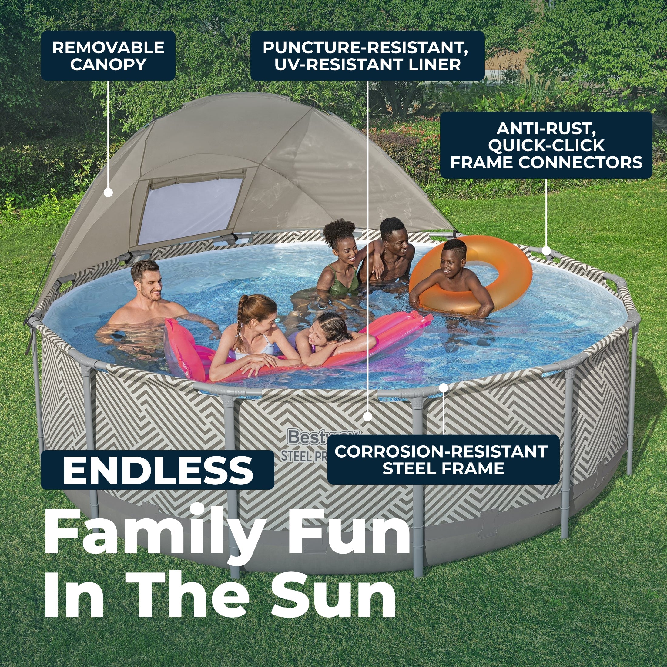 Bestway Steel Pro MAX 13ft Round Above Ground Pool Set 42in with Canopy - Image 8