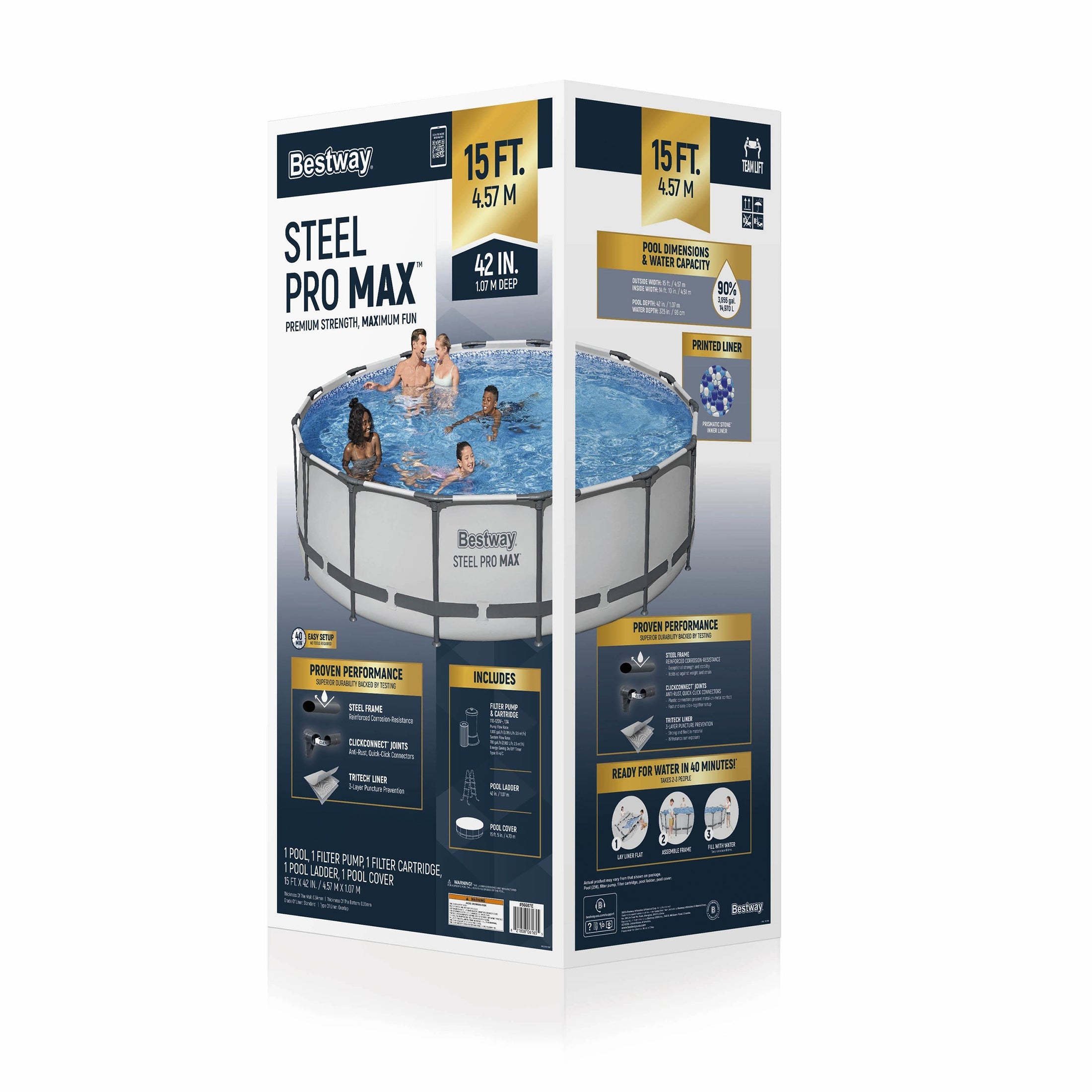 Bestway Steel Pro MAX 15ft Round Above Ground Pool Set 42in Deep - Image 13
